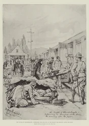 The Battle of Elandslaagte, entraining the Wounded at the Station the Morning after the Fight